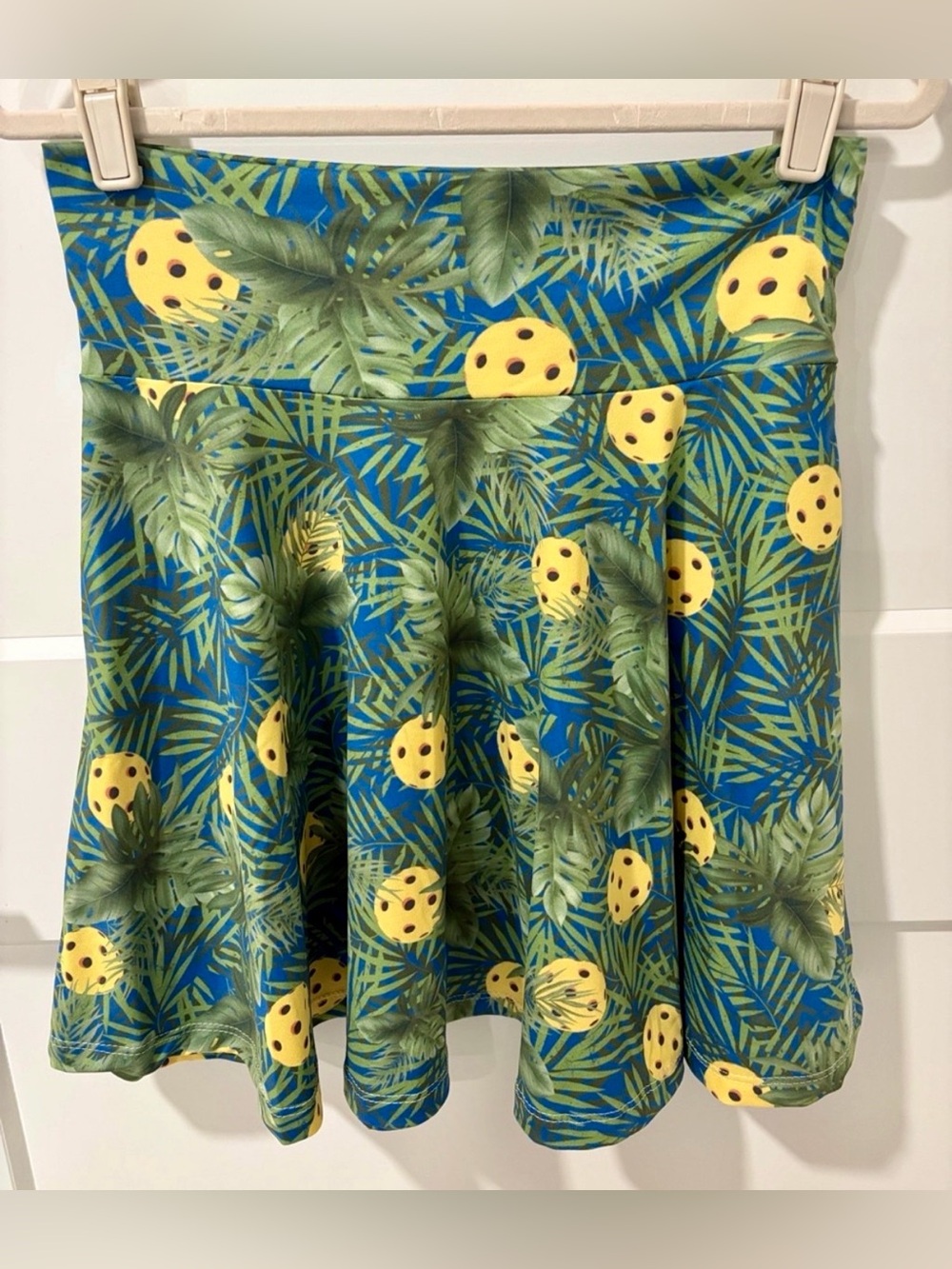 Tropical Pickleball Skirt Green Blue Yellow Size S